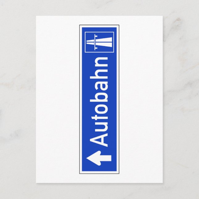 Autobahn, Traffic Sign, Tyskland Vykort (Framsida)
