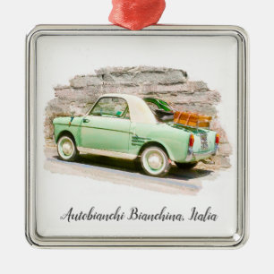 Autobianchi Bianchina Minibil från Italien Julgransprydnad Metall