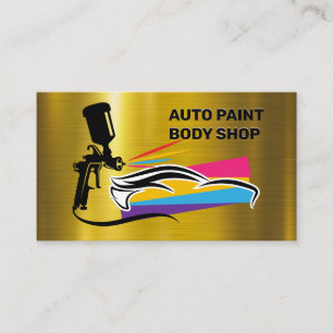 Autobody Paint Shop-Logotyp Guld Metallic Visitkort