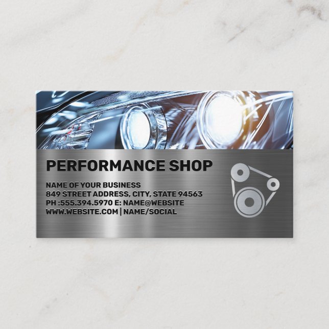 Autobody | Performance Shop | Headlights Visitkort (Framsida)