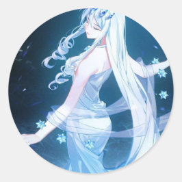 Autocollant belle fille robe bleu runt klistermärke