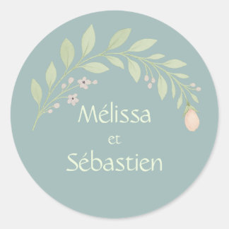 Autocollant carte-retour mariage, cadeau floral runt klistermärke