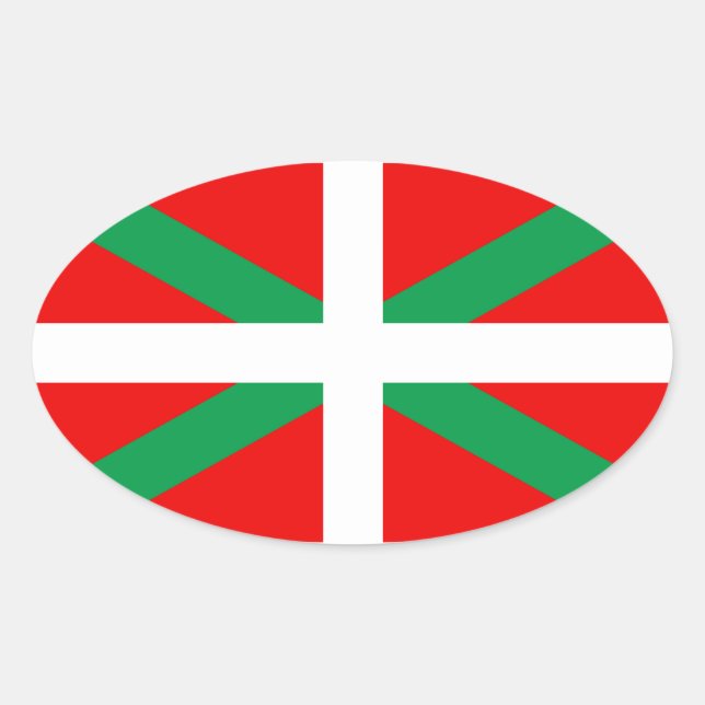 Autocollant Drapeau Basque "Ikkurina" Ovalt Klistermärke (Framsida)