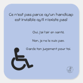 Autocollant handicap invisible fyrkantigt klistermärke