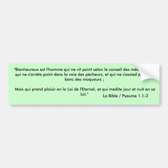 Autocollant pour voiture/Bumper Sticker - Verset B Bildekal (Framsidan)