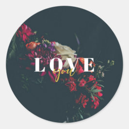Autocollant Rond Élégant – Romantique Floral Runt Klistermärke