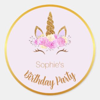 Autocollant Rond Licorne Floral Minimaliste Runt Klistermärke