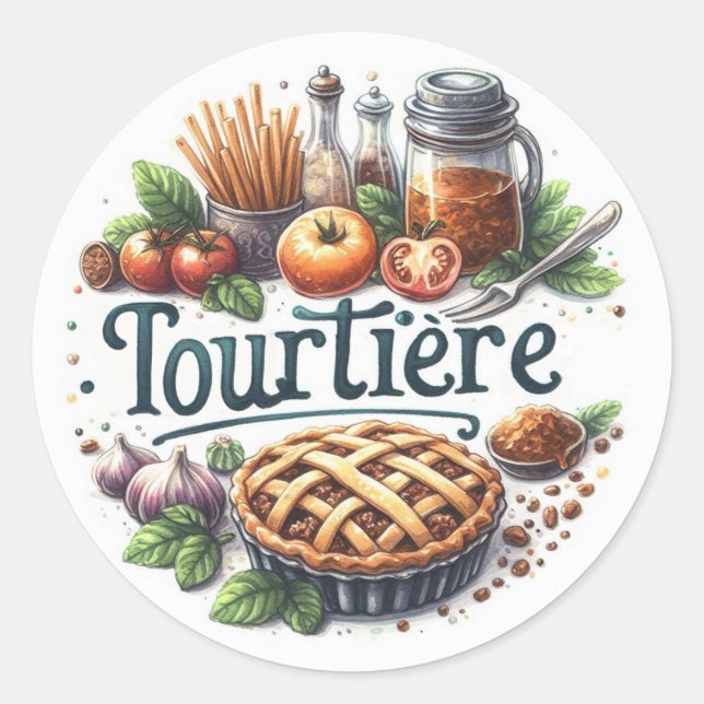 Autocollants ronds classiques (Tourtière) Runt Klistermärke (Framsida)