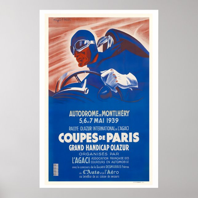 Autodromen i Montlhery Frankrike Bil Rally Poster (Framsidan)