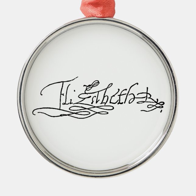 Autograf av drottningen Elizabeth mig av England Julgransprydnad Metall (Framsidan)