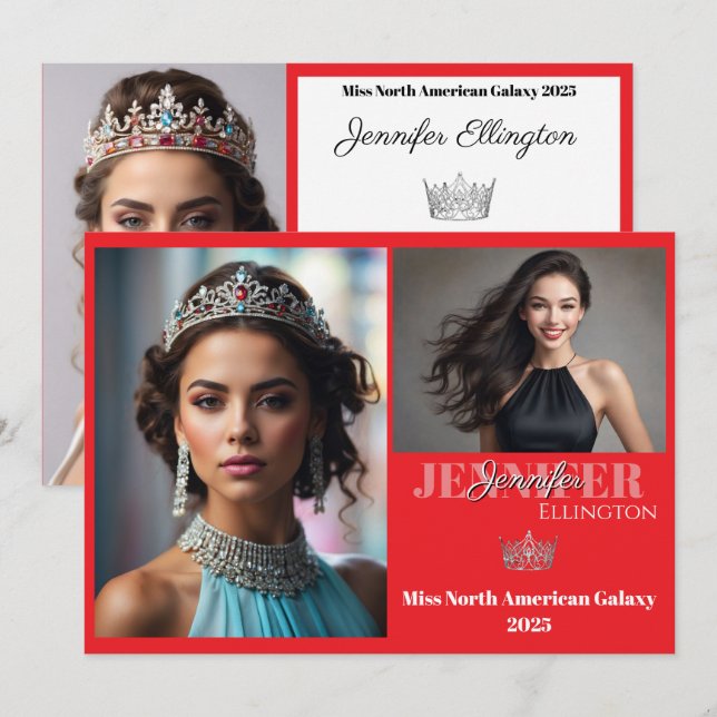 Autograf-komp för Gräns Skönhetstävling Essentials Inbjudningar (Fram/baksida)