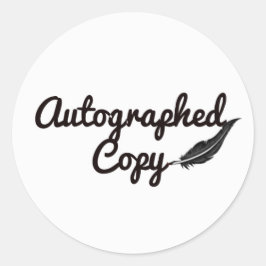 Autograferad kopieringsinstruktion runt klistermärke
