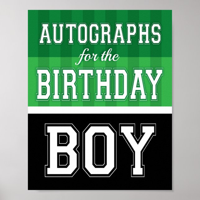 AUTOGRAFI FÖR BIRTHDAY BOY Soccer Sign Print Poster (Framsidan)