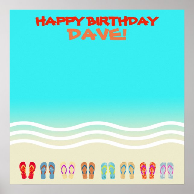 Autografi över Beach Party Grattis på födelsedagen Poster (Framsidan)