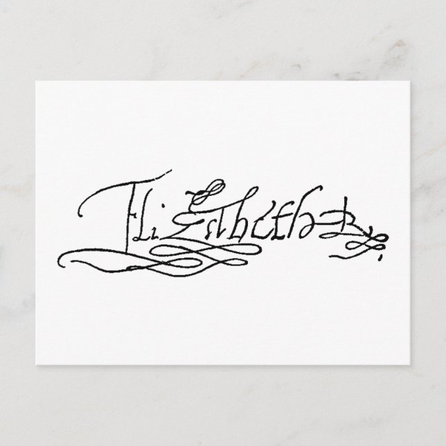 Autografi över drottning Elizabeth I i England Vykort (Framsida)