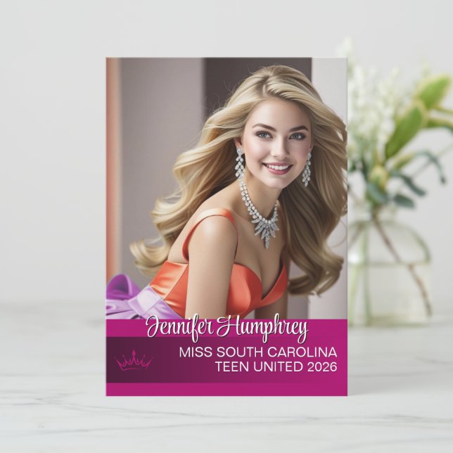 Autografikkort för färg-Skönhetstävling Julkort (Stående Fram)