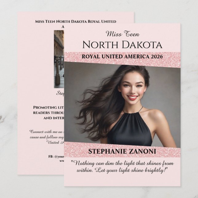 Autografkort för Skönhetstävlingar | Ro Glitter Gl (Fram/baksida)