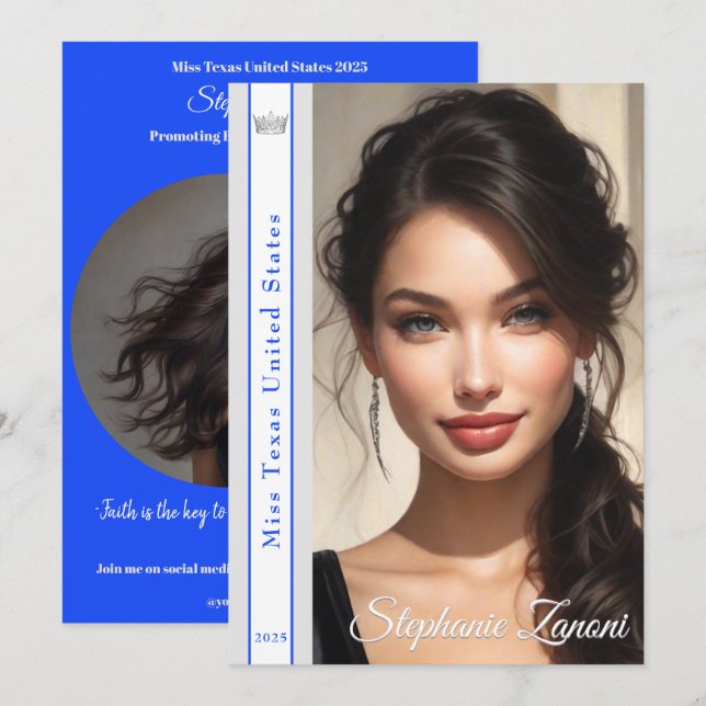 Autografkortsmall för skönhetstävling Sash Inbjudningar (Fram/baksida)