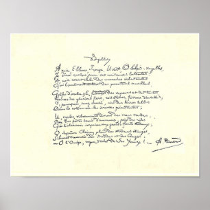 Autografmanuskript av Voyelles (Rimbaud) Poster