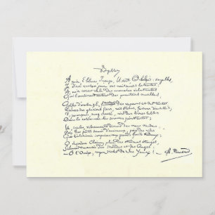 Autografmanuskript för Voyelles-kort (Rimbaud) Kort