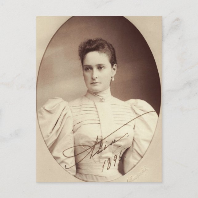 AUTOGRAPH Tsarina från Ryssland Romanov Alix Hesse Vykort (Framsida)