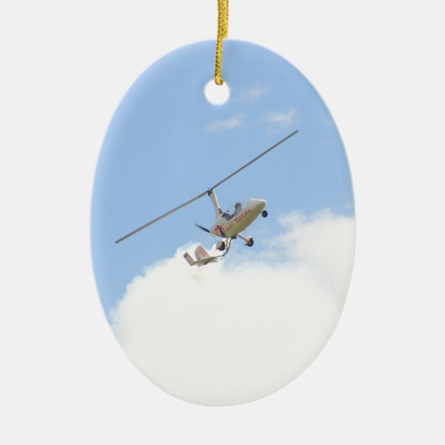 Autogyro under flygning julgransprydnad keramik (Framsidan)