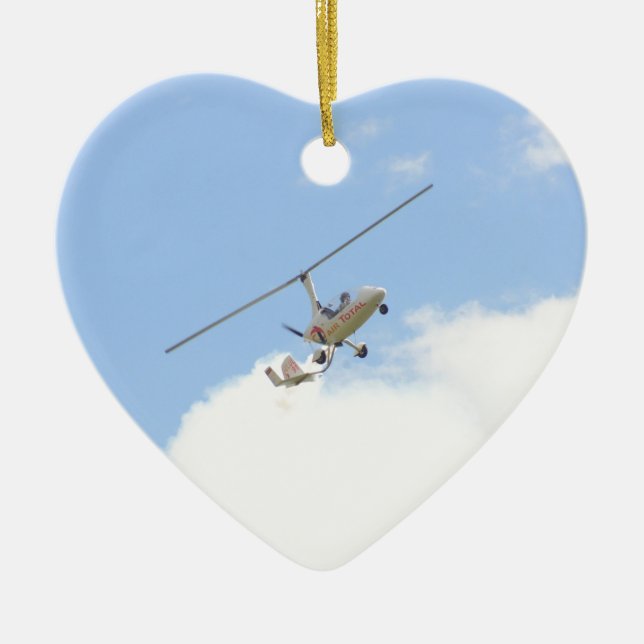 Autogyro under flygning julgransprydnad keramik (Framsidan)