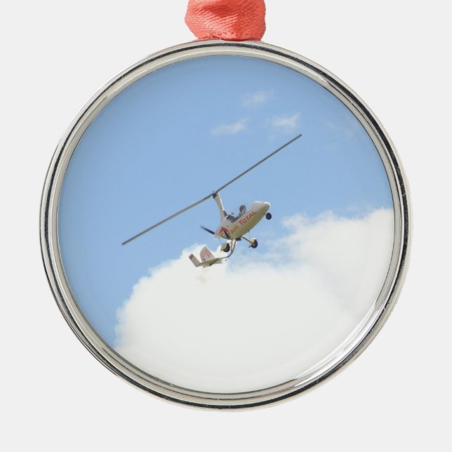 Autogyro under flygning julgransprydnad metall (Framsidan)
