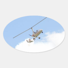 Autogyro under flygning ovalt klistermärke