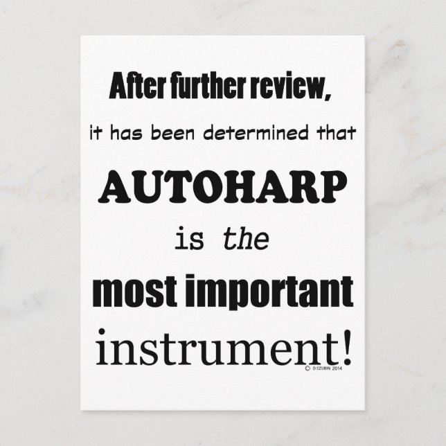 Autoharp, det viktigaste instrumentet vykort (Framsida)