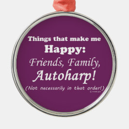 Autoharp gör mig Lycklig Julgransprydnad Metall