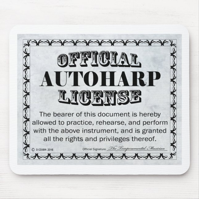 Autoharp-licens Musmatta (Framsidan)
