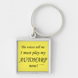 Autoharp Voices säger must Play Fyrkantig Silverfärgad Nyckelring