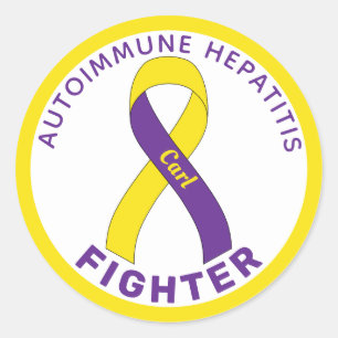 Autoimmun Hepatit Fighter Ribbon White Classic Runt Klistermärke