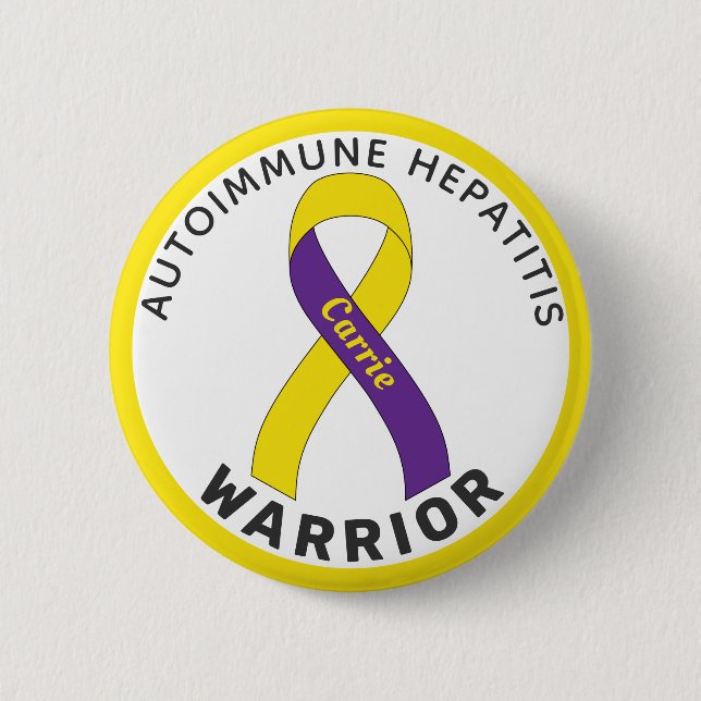 Autoimmun Hepatit Warrior Band Vit Knapp (Framsida)