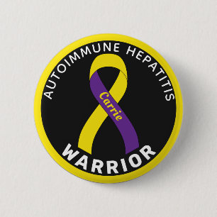 Autoimmun hepatit Warrior Ribbon Black Button Knapp