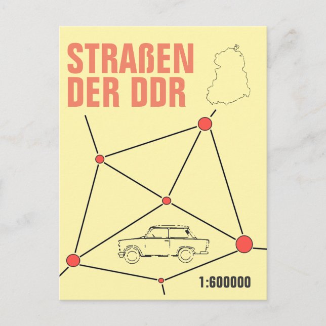 Autokartendesign im DDR Stil Vykort (Framsida)
