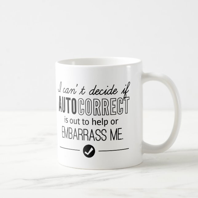 Autokorrigering Förlägen Humor Svart Kaffemugg (Höger)