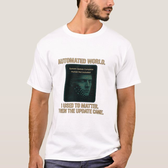 Automatiserad Värld – AI Uppdatering Glitchcore T Shirt (Framsida)
