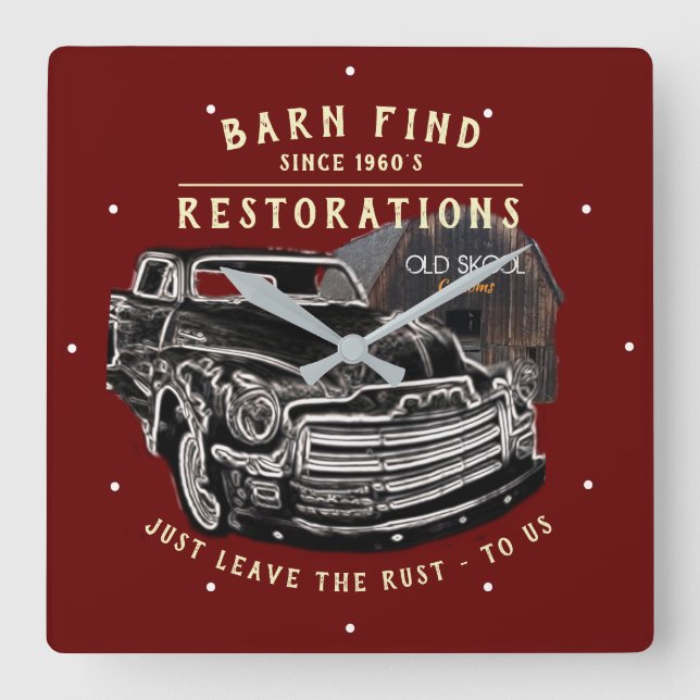 Automatisk återställande Barn Hitta Chevy Lastbil  Fyrkantig Klocka (Framsida)