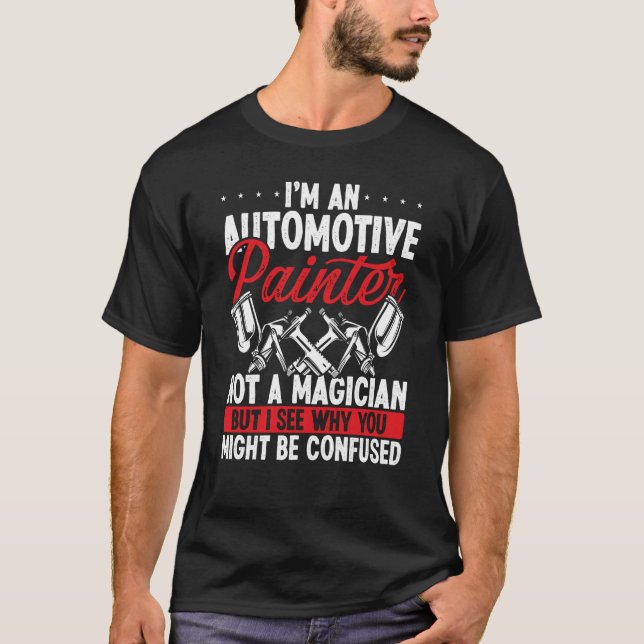 Automatisk automatisk textmålning Magician Car Det T Shirt (Framsida)