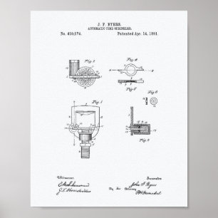 Automatisk brandsprinkler 1891 Patent - vit Papper Poster
