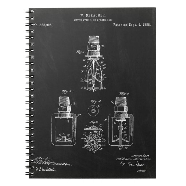 Automatisk brandsprinkler, patent anteckningsbok (Framsidan)