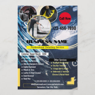 Automatisk detaljkontroll Tvätta Städning Flyer Inbjudningar