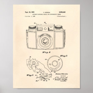 Automatisk exponering 1961 Patent Art Old Peper Poster