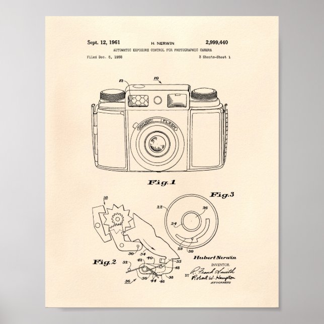 Automatisk exponering 1961 Patent Art Old Peper Poster (Framsidan)