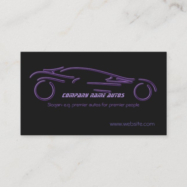Automatisk försäljning, Lila Luxury Sportscar på s Visitkort (Framsida)