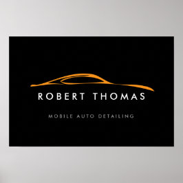 Automatisk hämtning av svarta/Orange/reparera Logo Poster