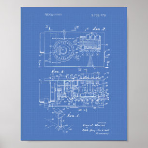 Automatisk handkontroll 1973 Patent Art Blueprint Poster