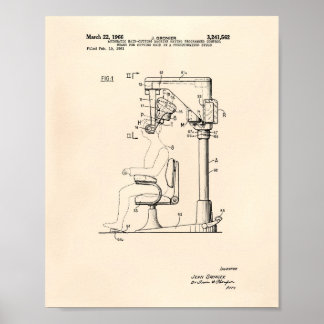 Automatisk hårskärning 1966 Patent Art Old Peper Poster